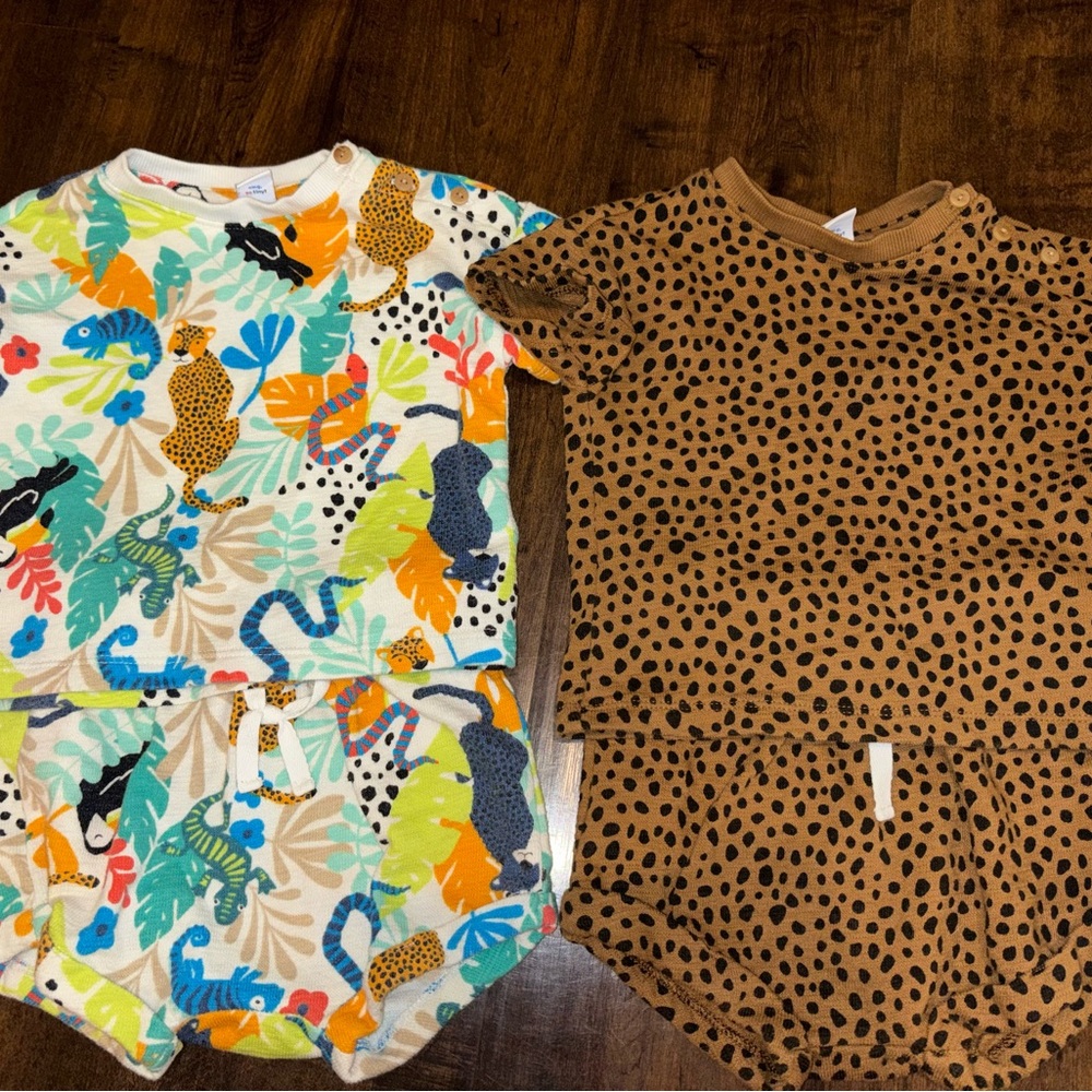 Old Navy Multicolor Jungle Print & Brown Cheetah Dot Kids Matching Sets